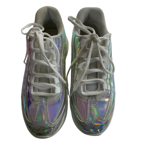Holographic, Iridescent, White,silver, shock absorbent, Sneakers, size 7,New - Picture 2 of 14